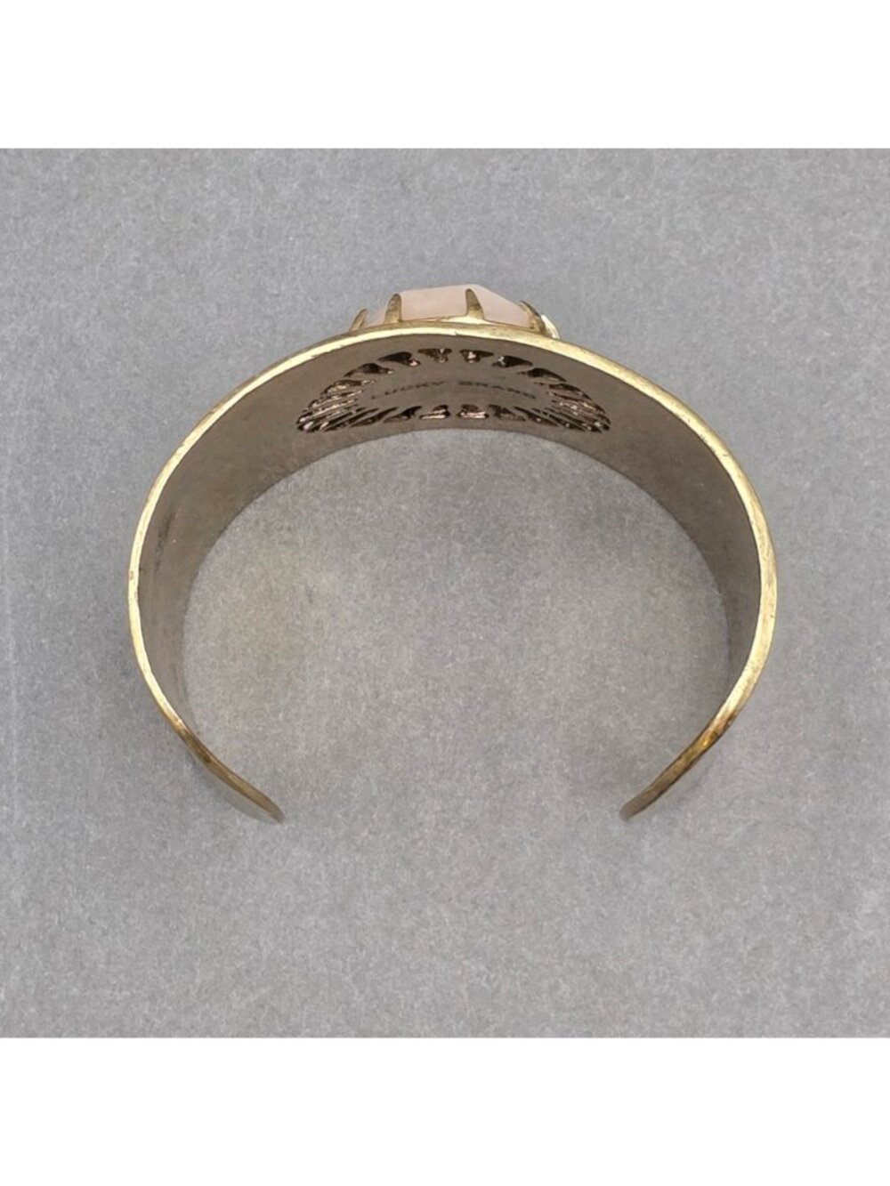 Lucky Brand Brass Sunburst Cuff Bracelet 7" Pink Quartz - Picture 5 of 16